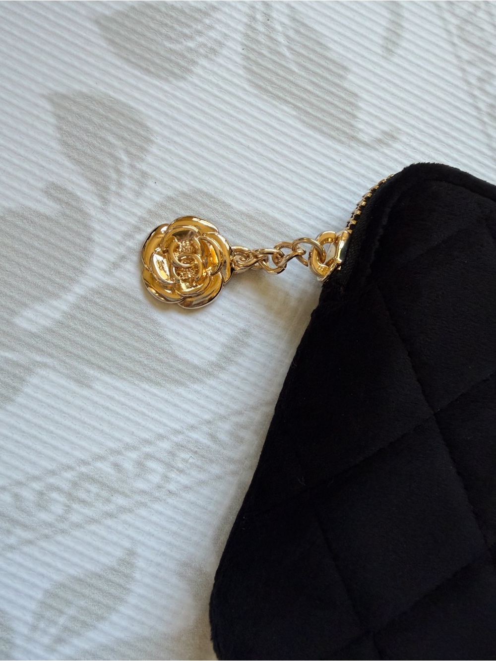 CHANEL Black Quilted Cosmetic Pouch with Gold CC Emblem - Picture 10 of 11